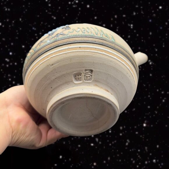 Tonala Talavera Pottery Teapot With Pianted Bird Marked Folk Art Pottery 6”T 4”W - Picture 12 of 16